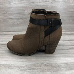 Franco Sarto Ankle Boots Womens 8M Dotty Brown Leather Zip Booties